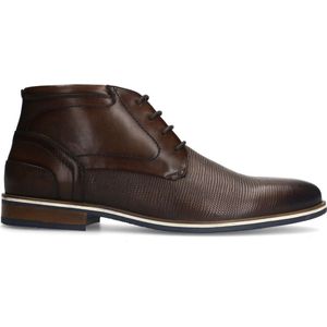 Manfield - Heren - Bruine leren veterboots - Maat 40