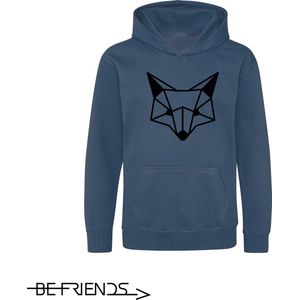 Be Friends Hoodie - Vos hoofd - Vrouwen - Blauw - Maat M