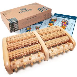 Dubbele voetmassage roller - Ontspanning en verlichting plantaire fasciitis hiel- en boogpijn - Stressverlichting - Instructies en reflexologiekaart inbegrepen Voetmassage