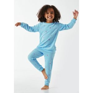 Schiesser- pyjama meisje lange mouwen - Edelstenen aqua - maat 128