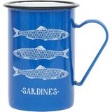 Emaille beker sardine blauw 8x11,5 - BATELA