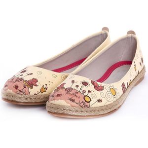 GOBY - Rode Kuiken - Ballerinas - Flats - Hoge kwaliteit - Handmade - Meisjesprint - Maat 36