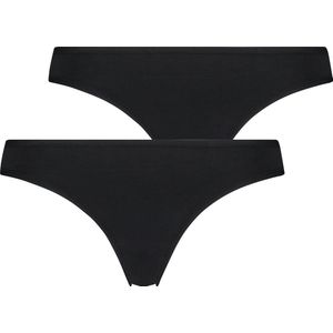 Hunkemöller Dames Lingerie 2 katoenen strings Kim - Zwart - maat L