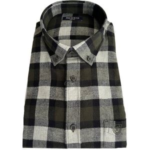 Pre End - Overhemd heren - flanel - grijs - groen - geruit - maat XL