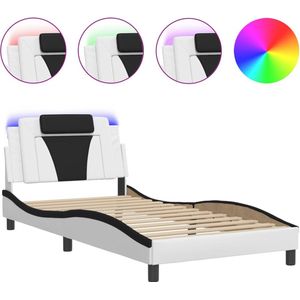 vidaXL-Bedframe-met-LED-verlichting-kunstleer-wit-en-zwart-100x200-cm