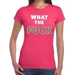 What the Fuck tijger print tekst t-shirt roze dames - dames shirt What the Fuck tijger print XL