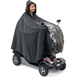 Poncho voor scootmobiel - Scootmobiel Poncho - Regenponcho -Lichtgewicht - Waterdicht - Met Zichtbaar venster - Universele - 161*141cm - Zwart - PVC en Polyester Taft