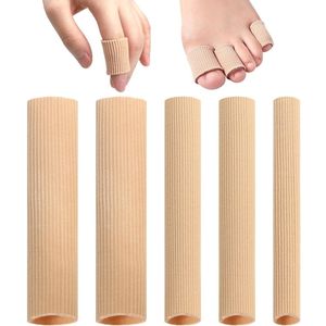 5 stuks - vingerbeschermers - teenbeschermers - voet eelt beschermers - met siliconen voering - anti-slijtage voeten - kussen voor eeltverwijdering, likdoorns, hallux valgus behandeling - 3 maten