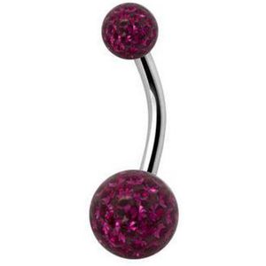 Navel Piercing enige echte met Fuchsia Swarovski (1.6 x 10mm)