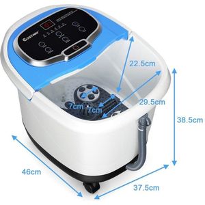 Elektrisch Voetbad met Shiatsu & Rolmassage – 500W Massager voor Voeten en Kuiten – Verwarming tot 48°C, 10-60 Min Timer, Douchefunctie & Verwijderbare Massageplaat – Voetbad Massager op Wielen, Blauw