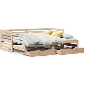 vidaXL - Slaapbank - met - lades - 90x200 - cm - massief - grenenhout