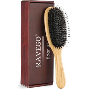 Haarborstel met Varkenshaar voor Gladmakend en Ontwarren van Lang en Krullend Haar