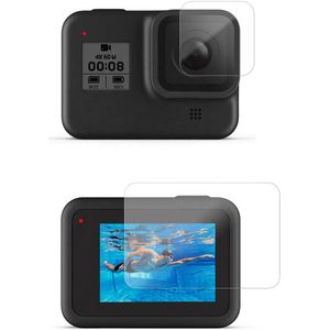 Gehard Glas Screenprotector Voor GoPro Hero 8 Black - Tempered Glass – 1x LCD & 1x Lens – Bescherming GoPro Hero 8 LCD & Lens – 9H Gehard Glas – Complete Set - TechDefend