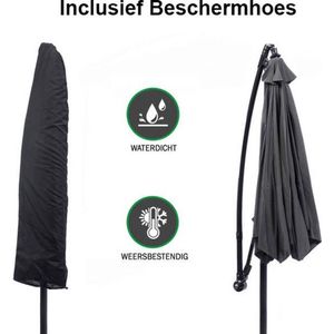 Gran Vida® - Parasol - Luxe Parasol met Kruis Stand - Tuinparaplu voor Patio - 360° Draaibaar - Kantelbaar - 300cm - Grijs