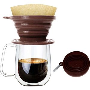 Opvouwbaar siliconen koffiefilter, voedselveilig, perfect voor buiten en onderweg met gratis haken, plastic, koffie, één maat