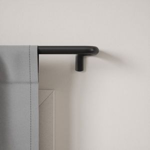 Harrms Gordijnstokken voor ooggordijnen, zwarte voile gordijnroede 76-198 cm, 25 mm verduisteringsgordijnstang, metalen uitschuifbare gordijnroede voor woonkamer slaapkamer