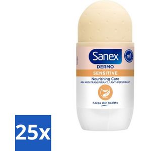 Sanex Dermo - Gevoelig - Deodorant Roller - 48h Anti-Transpirant - 50 ml - Bulkverpakking - 25 stuks
