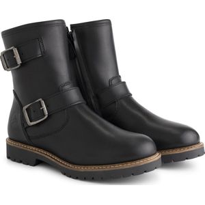 Travelin' Skellerup Dames Laarzen - Leren bikerboots wolgevoerd - Zwart leer - Maat 41