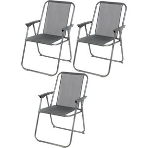 Sunnydays Picnic camping/strand stoel - 3x - aluminium - inklapbaar - grijs - L53 x B55 x H75 cm - klapstoelen