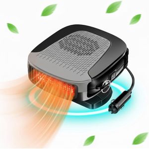 White-Label® Auto Verwarming Ventilator - Auto Kachel 12 Volt - Heater - Ontdooier - 360 Graden Rotatie - Zwart met grijs