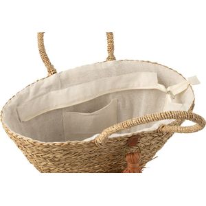 J-Line strandtas Kwasten - zeegras/raphia - naturel/bruin