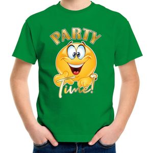 Bellatio Decorations Verkleed shirt jongens - Party Time - groen - carnaval - voor kinderen 110/116