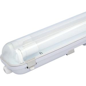 HOFTRONIC - LED TL armatuur 60cm - LED - Dubbelvoudig - Waterdicht - Flikkervrij - Koppelbaar - 18 Watt - 1980 lumen - 110 lm/W - 230V - 3000K Warm wit - TL armatuur voor werkplaatsen, garages, bedrijfshallen en magazijnen