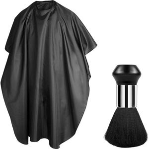 Kapperscape voor volwassenen, kapperscape, kapperscape, kappersmantel, zwart, salon, uniseks, kapperscape, kappercape, met nekborstel voor haarstyling, knippen en kleuren, cape kapper, zwart, 2 Stück