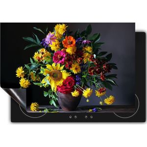 Chefcare Inductie Beschermer Vaas met Verschillende Bloemen - 70x52 cm - Afdekplaat Inductie - Kookplaat Beschermer - Inductie Mat