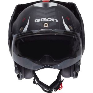 BEON B707 STRATOS Stealth - Sportieve Fighterjet Systeemhelm - Brommerhelm - L