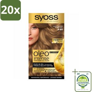 20 x SYOSS - Oleo Intense 8-60 Honing Blond - Haarverf - Zonder Ammoniak - Grijsdekking - Langdurige Kleur - Grootverpakking - Permanente Haarkleur - Haarkleur - Haarkleur Zonder Ammoniak - Haarkleuring - Olie-formule