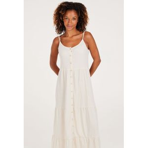 Protest Prtcocoas – Lange jurk Dames – Verstelbare bandjes – Knoopsluiting – Kitoffwhite