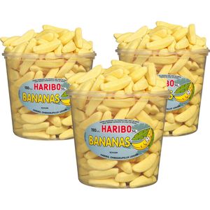 3 silo's Haribo Bananas á 150 stuks - Voordeelverpakking Snoepgoed