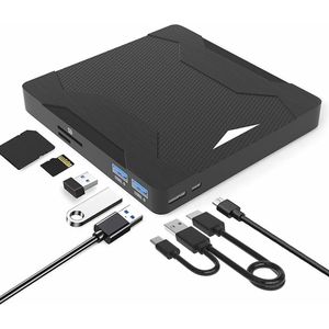 QPFO® Extern DVD-Station USB 3.0 Type C – Draagbare DVD- en CD-Lezer/Brander – Compatibel met Windows en Mac