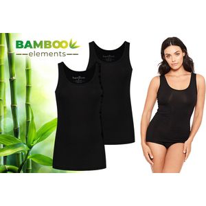 Bamboo Elements - Bamboe Hemden Dames - 2-pack - Zwart - Onderhemd Dames - Hemdjes Dames - Singlet Dames - t Shirt Dames