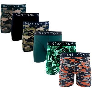 Heren boxershorts - SQOTTON® - 6 stuks - Camouflage/Forest Maat L
