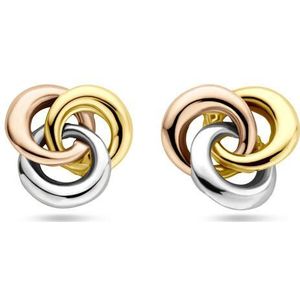 14K tricolor goud oorknoppen 7 mm - 4300614