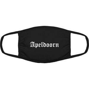 Apeldoorn mondkapje | gezichtsmasker | bescherming | bedrukt | logo | Zwart mondmasker van katoen, uitwasbaar & herbruikbaar. Geschikt voor OV