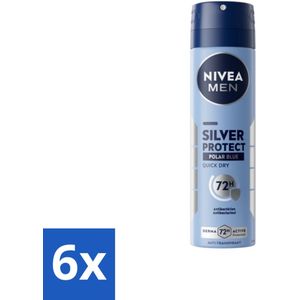 Nivea - Men - Deodorant - Spray - Silver Protect Polar Blue - 150 ml - Voordeelverpakking - 6 stuks