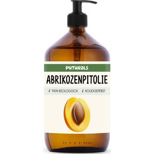 Puturals Abrikozenpitolie 100% Biologisch - 1000ml - Koudgeperst en Puur - Abrikozenpitolie voor Huid, Haar, Gezicht en Lippen