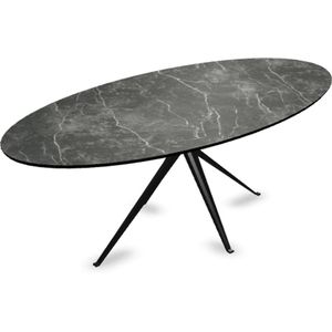 Melamine eettafel marmer zwart - Ovaal - Anna onderstel - marmer tafel