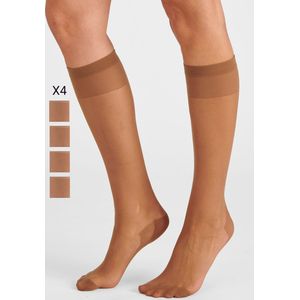 Damart - Set van 4 paar kniekousen voile 20D - Dames - Bruin - 38/39