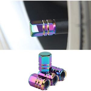 4 Delige Set Kleurrijke Auto Band Ventieldopjes, Aluminium Universele Caps, Corrosiebestendige Covers voor Auto's, Vrachtwagens, Motorfietsen, Fietsen