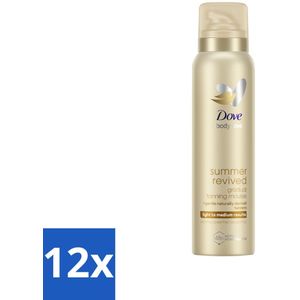 12 x Dove Body Love Zelfbruinende Mousse - Summer Revived - Light-Medium - 150 ml - Zelfbruiner - Body Mousse - Zomerse Gloed - Gehydrateerde Huid - Gevoelige Huid