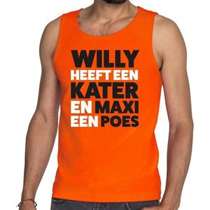 Oranje tekst hemd Willy heeft een kater en Maxi een poes t-shirt oranje heren -  Koningsdag kleding L