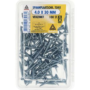 Deltafix spaanplaatschroef platkop / torx / met nibs / type 17 snijpunt verzinkt 4.0 x 30 mm 100 st.