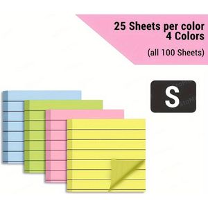 2x 100 stuks sticky notes met lijntje in mooie pastelkleuren