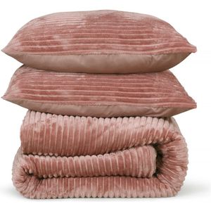 DoubleDry - Dekbedovertrek - Rib Flanel - Lits Jumeaux 240x220 cm + 2 Kussenslopen