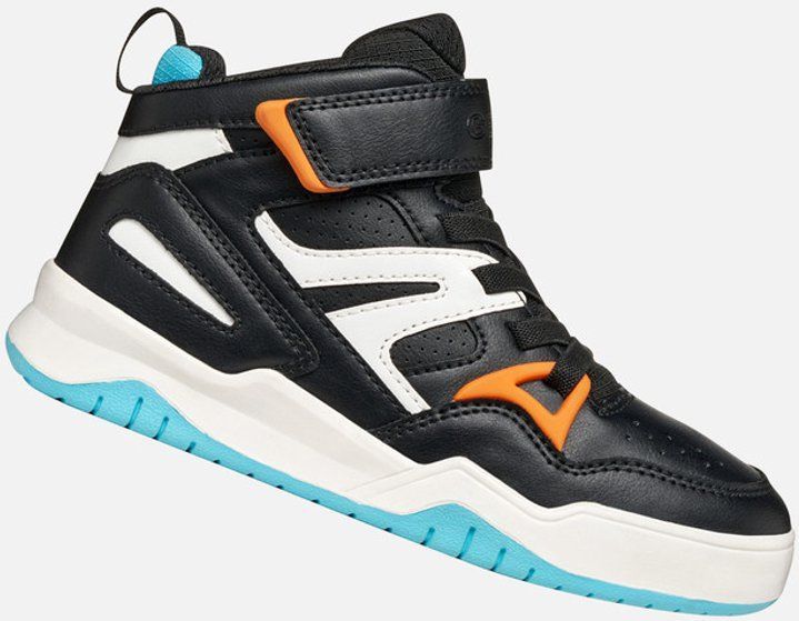 Geox - Perth - Sneakers - Zwart en Oranje - Basketbalschoenen