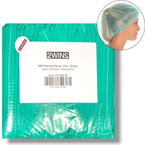 2WINS® - 100 Groene wegwerp haarnetjes - non-woven - Latexvrij - niet steriel - Clip Caps